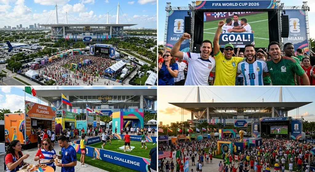 FIFA World Cup 2026 in Miami — fans celebrating at the Hard Rock Stadium fan festival